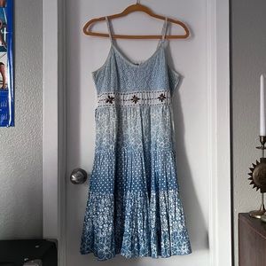 Y2K Spring Dress Size Large Blue and White Floral